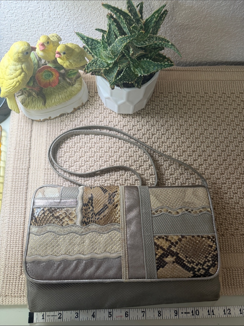Sharif Made USA Vintage Snake Embossed Patchwork Crossbody